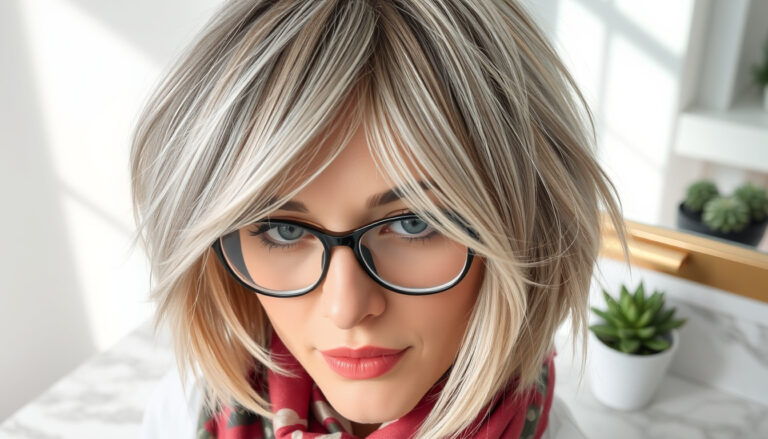 Low Maintenance Choppy Shaggy Shoulder Length Hair for Over 50